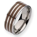 Titanium Brown Enamel Flat 8mm Polished Band Ring - Size 9.5