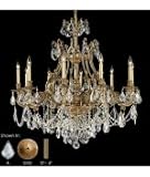 IMAGE OF American Brass and Crystal CH9644-OS-12G-PI Chateau 10 Light Single Tier Chandelier in Polished Brass with Black Inlay with Clear Strass Teardrop crystal