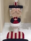 3 Piece Uncle Sam Toilet, Tank, Lid Cover with Tissue Holder and Bath Rug