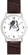 BERNESE MOUNTAIN DOG (MS) - WATCHBUDDY&reg; DELUXE SILVER TONE WATCH - Brown Strap - Large Size (Men's or Jumbo Women's Size)
