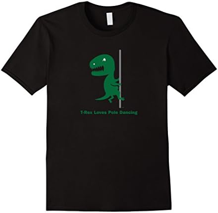 Men's T-Rex Loves Pole Dancing Funny Hilarious T-shirt Medium Black