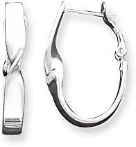 925 Sterling Silver Glossy Twisted Oval Hoop Earrings - 30mm