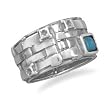 Woven Link Ring with Turquoise in Sterling Silver