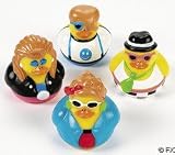 Set of 12 ~ 1980's Theme Rubber Ducky Party Favor Squirt Toys