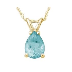 All-Natural Genuine 7x5 mm, Pear Shape Aquamarine pendant set in 14k Yellow... by