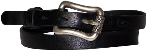 FRONHOFER skinny womens belt roller buckle eco leather belt designer buckle 17115, Size:waist size 37.5 inch L EU 95 cm;Color:Black