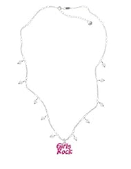 Hot Pink Girls Rock on a Clear Crystal Waterfall Necklace [Jewelry]