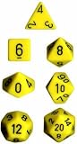Chessex Dice: Polyhedral 7-Die Opaque Dice Set - Yellow with Black