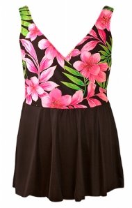 Sophia Carlyn Pink Petals Plus Size Swimdress Swimsuit - Women's Swimsuit Plus Size Swimsuit