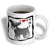 Janna Salak Designs Dogs - I Love My Miniature Schnauzer Dog - Banded Coat (Salt and Pepper) - Red Heart - Mugs