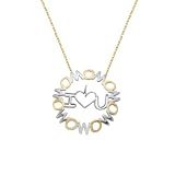 Mom Pendant Necklace with 14 Karat Gold Chain