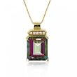 Mystic Fire Topaz & Diamond Pendant Necklace in 14K Yellow Gold