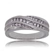 Three Row 1/2CT Diamond Mens Wedding Ring Band in 14K White Gold