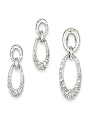 Genuine IceCarats Designer Jewelry Gift Sterling Silver Cz Oval Earring & Pendant Set