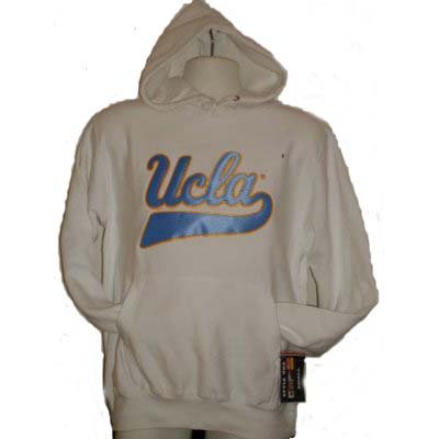 Mv Sport Ucla Bruins Tackle Twill Embroidered Hooded Sweatshirt - White / Sky Blue & Gold