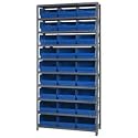 18x36x75 Steel Shelving With 27 6"H Shelf Bins Blue