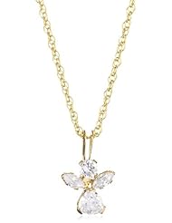 Jewelry Of Faith Girls 10k Gold Angel Cubic Zirconia Pendant Necklace and Gold Filled Chain