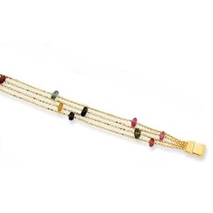 14K Yellow Gold Multicolor Tourmaline Bracelet by