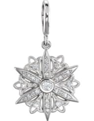 Vintage-Inspired Dangle Charm Sterling Silver 1/3 Ct Tw Diamond 85352