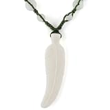 Hand Carved Bone Single Feather Pendant