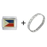 Flag Of The Philippines Italian Charm Bracelet