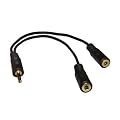 3.5mm Jack Headphone/ Earphone/ Mic/ Microphone Splitter Gold Cable - Black