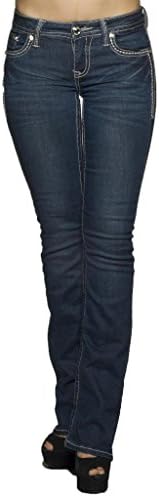 LA Idol Jeans Gold Cross Design Rhinestone Studded Embellished Dark Boot Cut Jeans Size 1