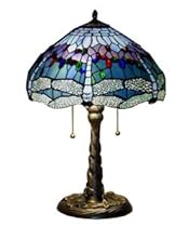 Hot Sale Warehouse of Tiffany WHT008 Tiffany-style Dragonfly Lamp, Blue/Red