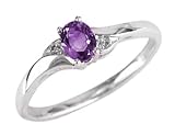 Amethyst Gemstone Ring with Diamonds in White Gold