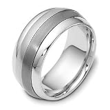Titanium & 14 Karat White Gold Designer SPINNING Wedding Band Ring