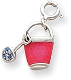 Enameled Crystal Pail And Shovel Charm, Sterling Silver