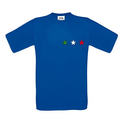 Italia T-Shirt – Drei Sterne klein in Grün-Weiß-Rot – S M L XL XXL XXXL – Textil royalblue / Größe L