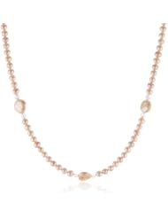 Sterling Silver Freshwater Cultured and Coin Pearl Necklace, 16+3"