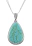 Sterling Silver Large Turquoise Inlay Tear Drop Pendant, 18"