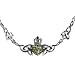 Green Amber and Sterling Silver Irish Claddagh Necklace, 18