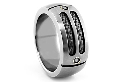 Edward Mirell Black Diamond Double Cable Titanium Ring