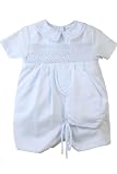 Petit Ami Newborn Boys Light Blue Smocked Romper Set