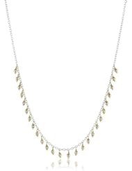 Mizuki Silver Chain and Gold Bead Fringe Necklace