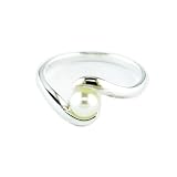 Ladies Sterling Silver Cream Pearl Swirl Ring