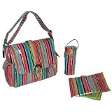 Kalencom Pretty Stripes Laminated Buckle Diaper Bag - Watermelon