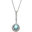 14K White Gold Aquamarine and Diamond Pendant