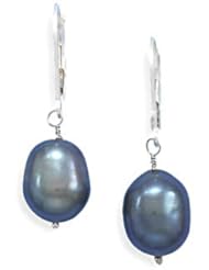 Cultured Freshwater Peacock Pearl Earrings with 14k White Gold Lever Backs (9-10mm)