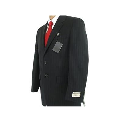 Ralph Lauren Mens Single Breasted 2 Button Black Pinstripe Wool Suit - Size 54XL