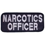USA Emergency Services Embroidered Iron on Patch - Police Corrections Security Collection - Silver Text Black Background Narcotics Officer Tab Applique