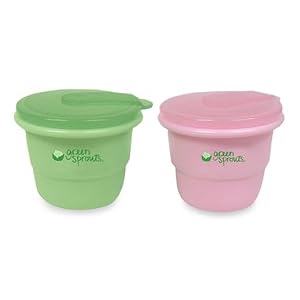 Green Sprouts Snack Cups with Lid - 2 Pack - PVC, BPA & Phthalate Free