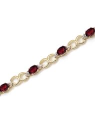 10K Yellow Gold Oval Garnet and Diamond Bracelet