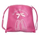 1077- PINK SATIN BALLET PRINCESS BACKPACK with Glittery Ballet Shoes Slippers and rhinestone acceonts