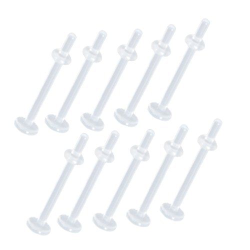 10 Pieces Tongue Ring Retainers 14 Gauge Clear Bioplast Lip Retainers Lot 14G (1.6mm) - 10 Pieces