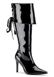 Knee-High Wide Cuff Pirate Boot With 3 3/4 Inch Stiletto Heel.