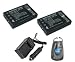 ValuePack (2 Count): Digital Replacement Battery PLUS Mini Battery Travel Charger for Specific Digital Camera and Camcorder Models / Compatible with Fuji NP-120, Contax TVS Digital, Fujifilm FinePix F10, Mustek DV 12M, DV 5500, DV 9300, MDC 6500z, 450, 550, Pentax Optio 750, 750Z, MX, MX4, Ricoh Caplio 300G, 400G Wide, Kyocera BP-1500S, Panasonic CGA103450, Panasonic CGA-E/101, Ricoh DB-43 - Includes Car Adapter, TWO Batteries and ONE Leatherette Camera / Lens Accessories Pouch